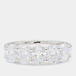 Pre Owned 2.00 cts Oval Lab Grown Diamond 14k White Gold 5 Stone Wedding Band US 7