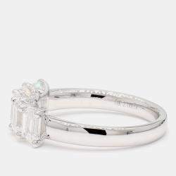 Pre Owned 2.00 cts Emerald Lab Grown Diamond 14k White Gold 5 Stone Wedding Band US 7