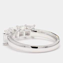 Pre Owned 2.00 cts Emerald Lab Grown Diamond 14k White Gold 5 Stone Wedding Band US 7