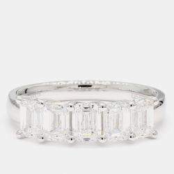 Pre Owned 2.00 cts Emerald Lab Grown Diamond 14k White Gold 5 Stone Wedding Band US 7