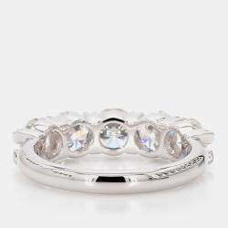 Pre Owned 3.02 cts Round Lab Grown Diamond 14k White Gold 5 Stone Wedding Band US 7