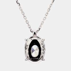 Pre Owned 4.00 cts Oval Lab Grown Diamond 14k White Gold Solitaire Pendant 16
