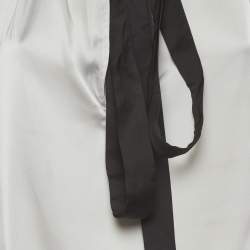 Pre Owned Atoir Light Grey Satin Tie Up Blouse S
