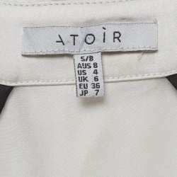 Pre Owned Atoir Light Grey Satin Tie Up Blouse S