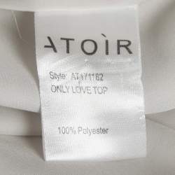 Pre Owned Atoir Light Grey Satin Tie Up Blouse S