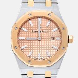Pre Owned Audemars Piguet 18K Rose Gold Stainless Steel Royal Oak 67650SR.OO.1261SR.01 Women's Wristwatch 33 mm
