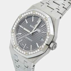 Audemars Piguet Grey Ruthenium “Grande Tapisserie” Stainless Steel Diamond Royal Oak 5451ST.ZZ.1256ST.02 Unisex Wristwatch 37 mm