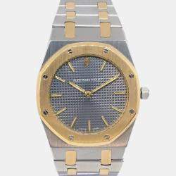 Audemars Piguet Black 18k Yellow Gold Stainless Steel Royal Oak Quartz Women's Wristwatch 33 mm