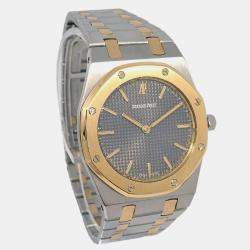 Audemars Piguet Black 18k Yellow Gold Stainless Steel Royal Oak Quartz Women's Wristwatch 33 mm