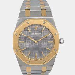 Audemars Piguet Black 18k Yellow Gold Stainless Steel Royal Oak Quartz Women's Wristwatch 33 mm