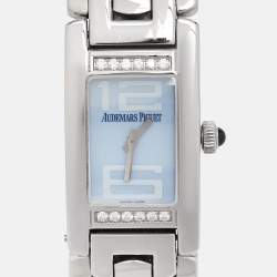 Audemars Piguet Blue Stainless Steel Diamond Promesse 67259ST.ZZ.1156ST03 Women's Wristwatch 20 mm
