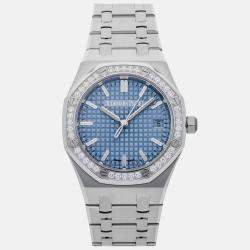 Pre Owned Pre-Owned Audemars Piguet Royal Oak "50th Anniversary" Edition 77451ST.ZZ.1361ST.01 Blue Automatic Stainless Steel Men's Wristwatch 34 mm
