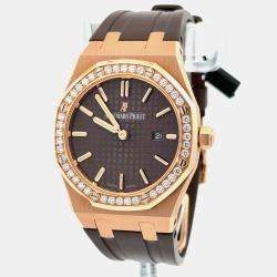 Pre Owned Audemars Piguet Royal Oak 67651OR.ZZ.D080CA.01 Quartz Brown 18K Rose Gold Women’s Wristwatch 33 mm