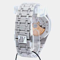 Pre Owned Audemars Piguet Royal Oak 15454BC.GG.1259BC.01 Automatic Silver 18K White Gold Women’s Wristwatch 37 mm