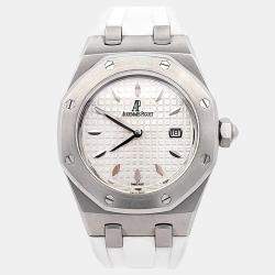 Pre Owned Audemars Piguet Royal Oak 67600ST Quartz Silver Stainless Steel Women's Wristwatch 33 mm