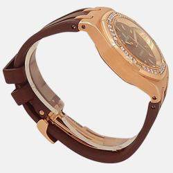 Pre Owned Audemars Piguet Royal Oak 77321OR.ZZ.D080CA.01 Brown Dial 18k Rose Gold Women's Wristwatch 33 mm