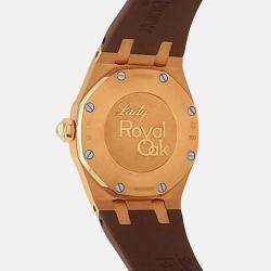 Pre Owned Audemars Piguet Royal Oak 77321OR.ZZ.D080CA.01 Brown Dial 18k Rose Gold Women's Wristwatch 33 mm