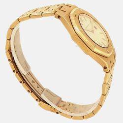 Pre Owned Audemars Piguet Royal Oak Quartz White Dial 18k Yellow Gold Women's Wristwatch 30 mm