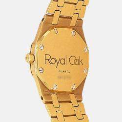 Pre Owned Audemars Piguet Royal Oak Quartz White Dial 18k Yellow Gold Women's Wristwatch 30 mm