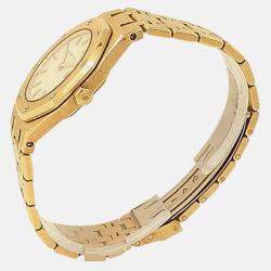 Pre Owned Audemars Piguet Royal Oak Quartz White Dial 18k Yellow Gold Women's Wristwatch 30 mm