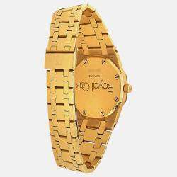 Pre Owned Audemars Piguet Royal Oak Quartz White Dial 18k Yellow Gold Women's Wristwatch 30 mm