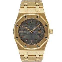 Audemars Piguet Grey 18K Yellow Gold Royal Oak Women's Wristwatch 30 MM
