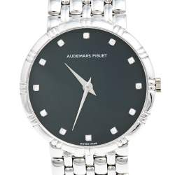 مملوكة مسبقًا ساعة يد نسائية أوديمار بيغيه كلاسيك فينتدج ألماس وذهب بيض عيار 18 مينا سوداء 31 مم