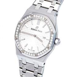 Audemars Piguet Silver Stainless Steel Diamond Royal Oak 67651ST.ZZ.1261ST.01 Women's Wristwatch 33 mm