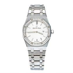 Audemars Piguet Silver Stainless Steel Diamond Royal Oak 67651ST.ZZ.1261ST.01 Women's Wristwatch 33 mm