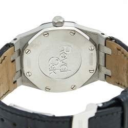 Pre Owned Audemars Piguet Black Stainless Steel Alligator Skin Leather Royal Oak 67651ST.ZZ.D002CR.01 Women's Wristwatch 33 mm