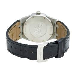 Pre Owned Audemars Piguet Black Stainless Steel Alligator Skin Leather Royal Oak 67651ST.ZZ.D002CR.01 Women's Wristwatch 33 mm