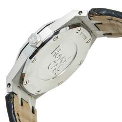 Pre Owned Audemars Piguet Black Stainless Steel Alligator Skin Leather Royal Oak 67651ST.ZZ.D002CR.01 Women's Wristwatch 33 mm