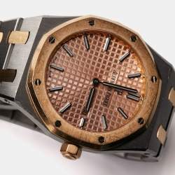 Pre Owned Audermars Piguet Pink 18k Rose Gold Stainless Steel Royal Oak 67650SR.OO.1261SR.01 Women's Wristwatch 33 mm