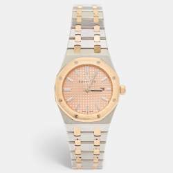 Pre Owned Audermars Piguet Pink 18k Rose Gold Stainless Steel Royal Oak 67650SR.OO.1261SR.01 Women's Wristwatch 33 mm
