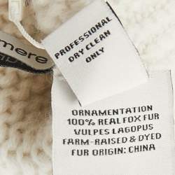Autumn Cashmere White Purl Knit Fox Fur Pom Pom Beanie