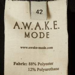 Pre Owned A.W.A.K.E. Mode Black Stretch Crepe Draped Neck Top M