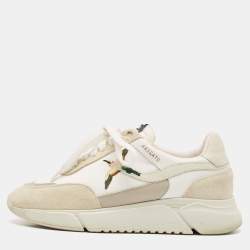 Axel Arigato Grey/White Canvas and Leather Lace Up Sneakers Size 36