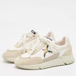 Axel Arigato Grey/White Canvas and Leather Lace Up Sneakers Size 36