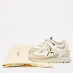 Axel Arigato Grey/White Canvas and Leather Lace Up Sneakers Size 36