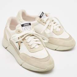 Axel Arigato Grey/White Canvas and Leather Lace Up Sneakers Size 36