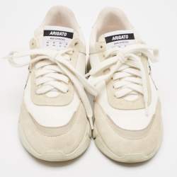 Axel Arigato Grey/White Canvas and Leather Lace Up Sneakers Size 36