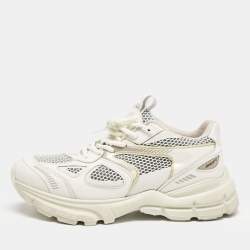 Axel Arigato White/Grey Mesh and Leather Marathon Runner Sneakers Size 38
