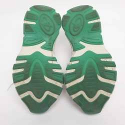 Pre Owned Axel Arigato White/Green Leather and Mesh Marathon Sneakers Size 39