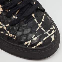 Pre Owned Axel Arigato Black Python Embossed Leather Clean 90 Low Top Sneakers Size 36