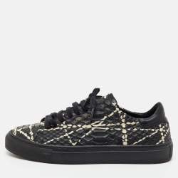 Pre Owned Axel Arigato Black Python Embossed Leather Clean 90 Low Top Sneakers Size 36