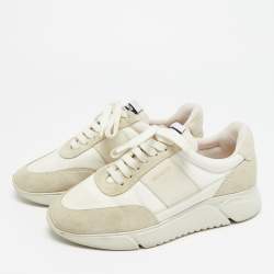 مملوكة مسبقًا Axel Arigato Marathon Runner Size 38 White Canvas and Suede Low Top Sneakers