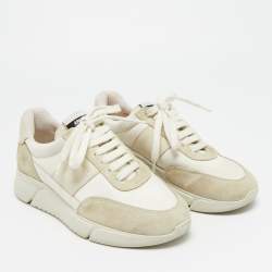 مملوكة مسبقًا Axel Arigato Marathon Runner Size 38 White Canvas and Suede Low Top Sneakers
