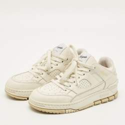 Pre Owned Axel Arigato area Size 37 White Canvas and Leather Lace Up Sneakers