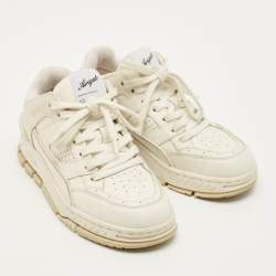 Pre Owned Axel Arigato area Size 37 White Canvas and Leather Lace Up Sneakers