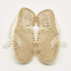 Pre Owned Axel Arigato area Size 37 White Canvas and Leather Lace Up Sneakers